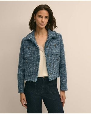 Brooks Brothers Cotton Blend Tweed Jacket - Blue