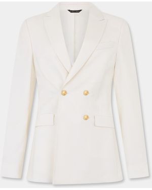 Brooks Brothers Double Breasted Wool Blend Blazer With Buttons - White