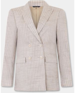Brooks Brothers Pinstripe Cotton Blend Blazer - Natural
