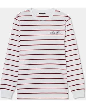 Brooks Brothers Striped Cotton T-Shirt With Logo - White