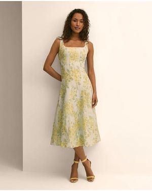 Brooks Brothers Linen Blend Floral Tank Dress - Natural