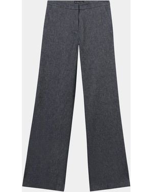 Brooks Brothers Straight Fit Cotton Linen Twill Trousers - Blue
