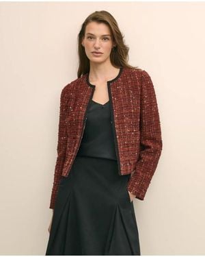 Brooks Brothers Cotton-Wool Blend Boucle Shimmer Cropped Jacket - Natural
