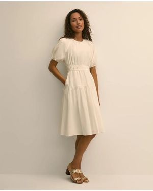 Brooks Brothers Cotton Voile Smocked-Waist Dress - Natural