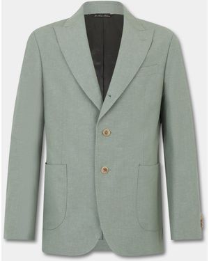 Brooks Brothers Blazer En Algodón-lino - Verde