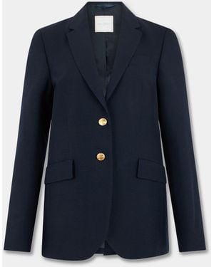 Brooks Brothers Hopsack Virgin Wool Blazer With Buttons - Blue