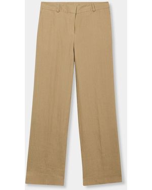 Brooks Brothers Wide Leg Tailored Linen Trousers - Natural