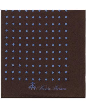 Brooks Brothers Pochette En Soie À Pois - Marron
