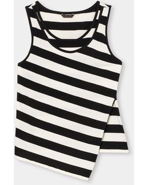 Brooks Brothers Slim Fit Striped Cotton Jersey Tank Top With Logo Embroidery - Bianco
