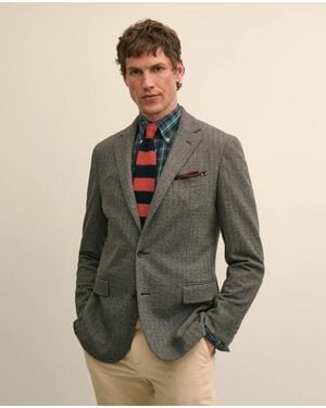 Brooks Brothers Classic Fit Cotton Blend Herringbone Knit Sport Coat - Gray