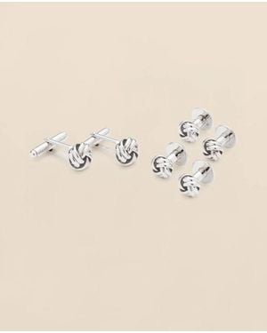Brooks Brothers Rhodium-Plated Knot Cufflinks - Natural