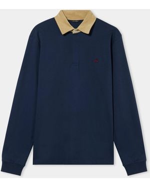 Brooks Brothers Polo With Corduroy Collar - Blue