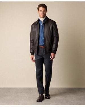 Brooks Brothers Leather Bomber Jacket - Blue