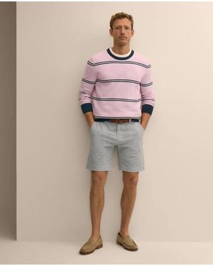 Brooks Brothers 9" Washed Cotton Seersucker Shorts - Pink