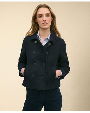 Brooks Brothers Cropped Double Faced Peacoat - Black