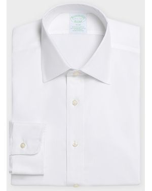 Brooks Brothers Slim Fit Non-Iron Oxford Pinpoint Shirt With Ainsley Collar - White