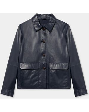 Brooks Brothers Leather Shirt Collar Jacket - Blue