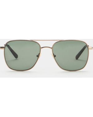Brooks Brothers Matte Pilot Sunglasses - Green