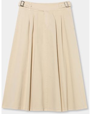 Brooks Brothers Belted Skirt With Pleats - Natural