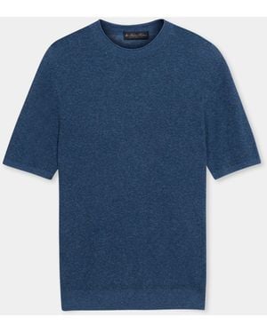 Brooks Brothers Cotton-Linen Knit T-Shirt - Blue