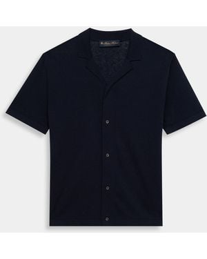 Brooks Brothers Cotton-Linen Knit Polo Shirt - Blue