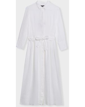 Brooks Brothers Linen Belted Shirt Dress - White