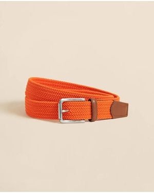 Brooks Brothers Rubber & Leather Belt With Stretch - Orange