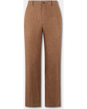 Brooks Brothers Linen Herringbone Trousers - Natural