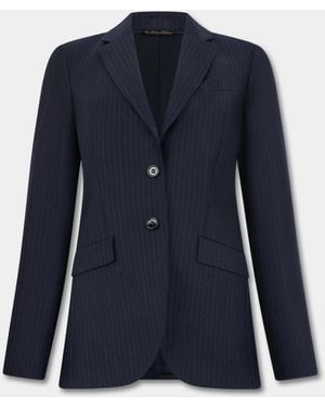 Brooks Brothers Striped Virgin Wool Blazer - Blue