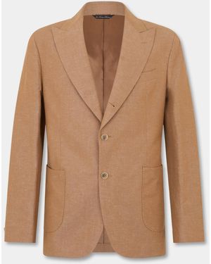 Brooks Brothers Blazer En Algodón-lino - Marrón