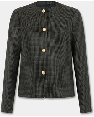 Brooks Brothers Pied De Poule Wool Jacket With Buttons - Black