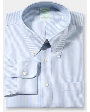 Brooks Brothers Slim Fit Non-Iron Oxford Shirt With Button Down Collar - Blue