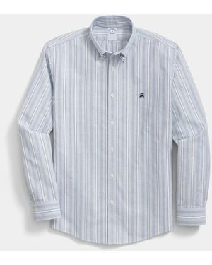 Brooks Brothers Regular Fit Non-Iron Plaid Stretch Oxford Shirt With Button Down Collar - Blue