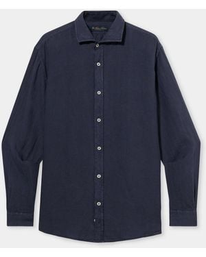 Brooks Brothers Slim Fit Linen Shirt With Spread Collar - Blue