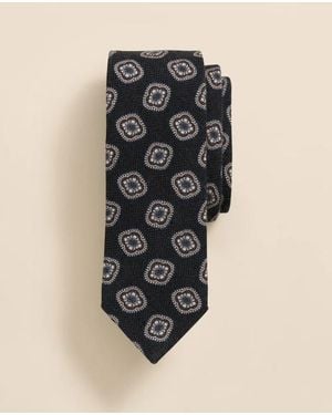 Brooks Brothers Wool-Silk Large Medallion Tie - Black