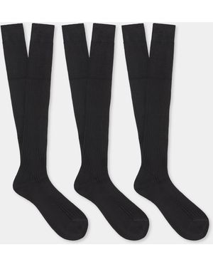 Brooks Brothers Ribbed Lisle Cotton Socks - Blue