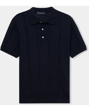 Brooks Brothers Cotton-Linen Knit Polo - Blue