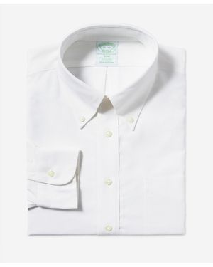Brooks Brothers Slim Fit Non-Iron Stretch Cotton Shirt With Button-Down Collar - White