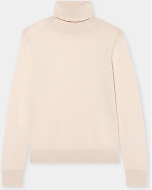 Brooks Brothers Relaxed Diamond Turtleneck Jumper - Natural