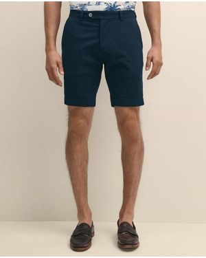 Brooks Brothers 9" Washed Cotton Seersucker Shorts - Blue