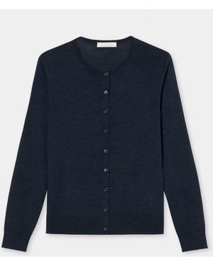 Brooks Brothers Relaxed Diamond Merino Cardigan - Blue