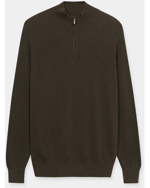 Brooks Brothers Half-Zip English Rib Cotton-Cashmere Jumper - Green
