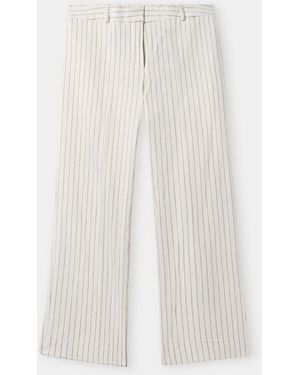 Brooks Brothers Pinstripe Linen Blend Trousers - White