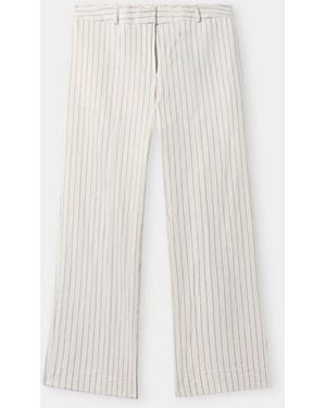 Brooks Brothers Pinstripe Linen Blend Trousers - Bianco