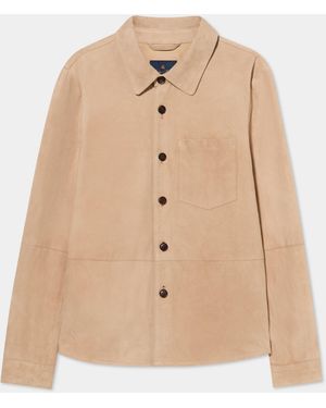 Brooks Brothers Suede Leather Shirt Jacket - Natural