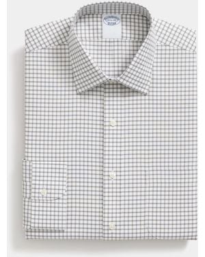 Brooks Brothers Regular Fit Non-Iron Checked Supima Cotton Shirt With Ainsley Collar - Grey