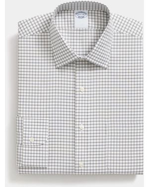Brooks Brothers Regular Fit Non-Iron Checked Supima Cotton Shirt With Ainsley Collar - Grey