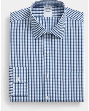 Brooks Brothers Regular Fit Regenerative Cotton Checked Shirt With Ainsley Collar - Blue