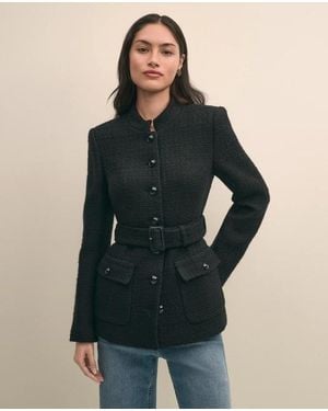 Brooks Brothers Military Boucle Belted Jacket - Blue