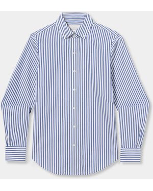 Brooks Brothers Classic Fit Stretch Supima Cotton Non-iron Bengal Stripe Dress Shirt - Blue